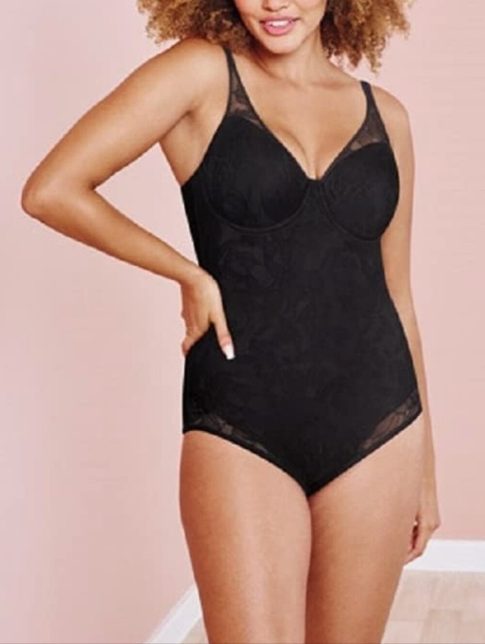 Nwt Bali 40C Ultra Light Full Body Shaper Shapewear Black Lace DF6552